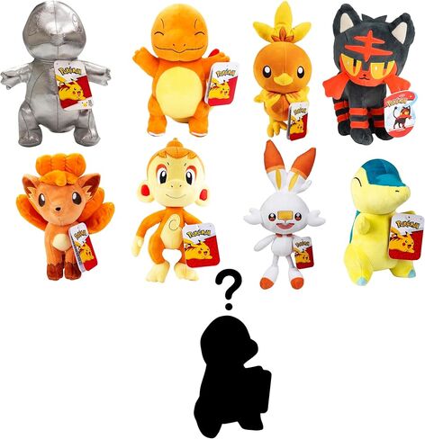 Pokemon Fire Type 8 "Plush Mystery Blind Box 3 -Pack - احصل على ثلاثة بوكيمون مرخصة رسميًا 8 بوصة - شخصيات حيوانية محشوة بأصالة - هدية للأطفال ، الأولاد ، الفتيات - 2+ in Kuwait