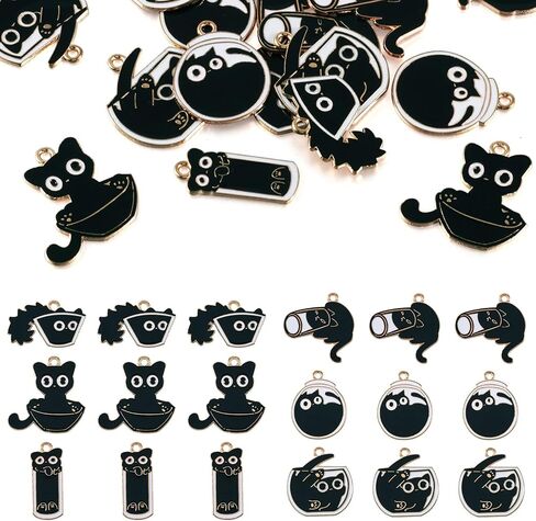 Enamel Cat Charms Cute Cartoon Pet Kitten Pendants Lovely Pet Animal Metal Dangle Charms for DIY Crafts Earring Necklace Keychain Jewelry Making in Saudi Arabia