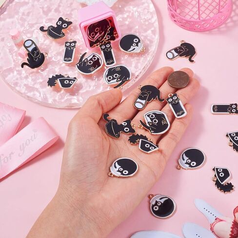 Enamel Cat Charms Cute Cartoon Pet Kitten Pendants Lovely Pet Animal Metal Dangle Charms for DIY Crafts Earring Necklace Keychain Jewelry Making in Saudi Arabia