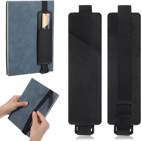 2 Pcs Pen Holder for Notebook, Adjustable Notebook Pouch,PU Leather Pen Pouch Fits for 8" to 11.5" Notebooks, Planners(Black) in Saudi Arabia