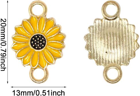 Honbay 30PCS Enamel Sunflower Charm Connectors Double Loops Flower Charms Pendant for Earring Necklace Bracelet Keychain Jewelry Craft Making in Saudi Arabia