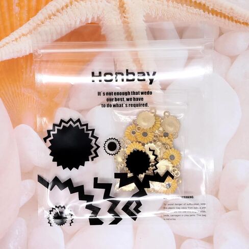 Honbay 30PCS Enamel Sunflower Charm Connectors Double Loops Flower Charms Pendant for Earring Necklace Bracelet Keychain Jewelry Craft Making in Saudi Arabia