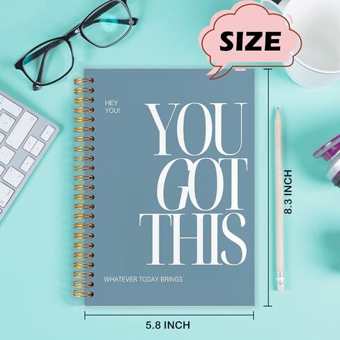 Yhtrg You Got This Inspirational Notebooks Journal, Brown Motivational Spiral Journal Notebook for Women, Brown Motivational Positive Notebooks for Office School Supplies, 5.5x8.3 Inch in Saudi Arabia