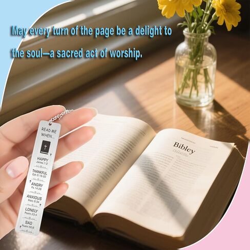 2025 Men's Bible Bookmark Gift Set - Engraved Metal Cross & Blue Leather Scripture Bookmark for Christian Gifts, Baptism, Father’s Birthday Gift, Christmas -Religious Keepsake for Men in Saudi Arabia