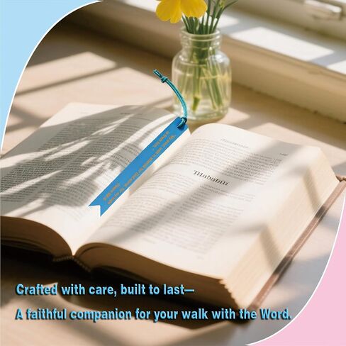 2025 Men's Bible Bookmark Gift Set - Engraved Metal Cross & Blue Leather Scripture Bookmark for Christian Gifts, Baptism, Father’s Birthday Gift, Christmas -Religious Keepsake for Men in Saudi Arabia
