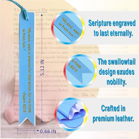 2025 Men's Bible Bookmark Gift Set - Engraved Metal Cross & Blue Leather Scripture Bookmark for Christian Gifts, Baptism, Father’s Birthday Gift, Christmas -Religious Keepsake for Men in Saudi Arabia