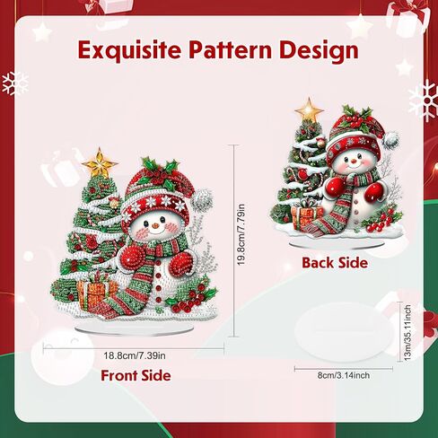 MEIYUDA Christmas Diamond Art Tabletop Kits, Christmas Tree and Snowman Diamond Art Painting Desktop Ornaments for Adult, DIY Special Shaped Crystal Desk Placement Ornament for Home Decor in Kuwait