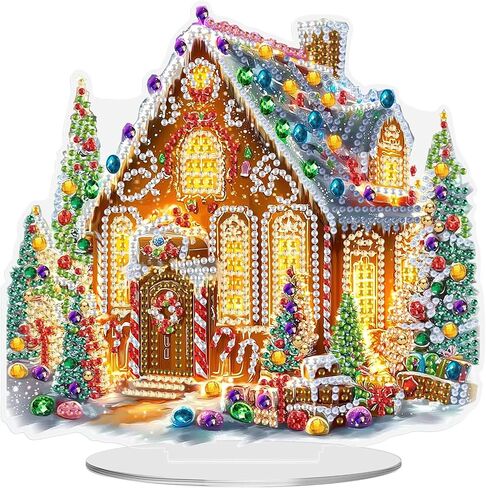 MEIYUDA Christmas Diamond Art Tabletop Kits, Christmas Tree and Snowman Diamond Art Painting Desktop Ornaments for Adult, DIY Special Shaped Crystal Desk Placement Ornament for Home Decor in Kuwait