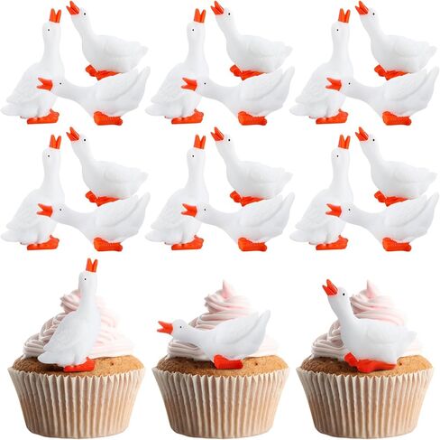 24 PCS MINI Silly Goose Sompurines Cupcake Topcake Topcake Miniature Resin in Kuwait