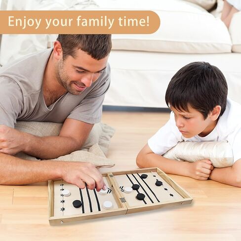 4 in 1 Wooden Fodable Fast Sling Puck Game Set – Chess, Tic Tac Toe, Checkers Board Game for Kids & Adults, Portable Tabletop Family Toy for Travel & Game Night in Saudi Arabia