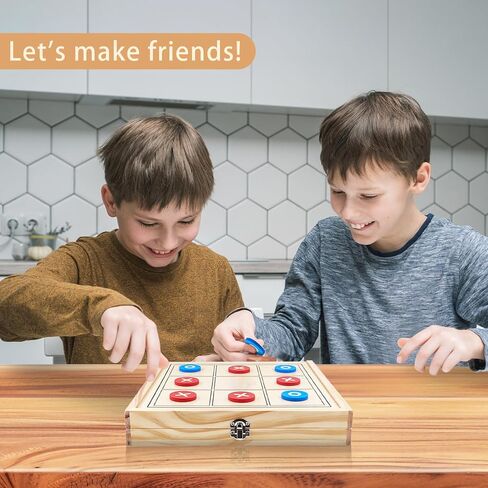 4 in 1 Wooden Fodable Fast Sling Puck Game Set – Chess, Tic Tac Toe, Checkers Board Game for Kids & Adults, Portable Tabletop Family Toy for Travel & Game Night in Saudi Arabia