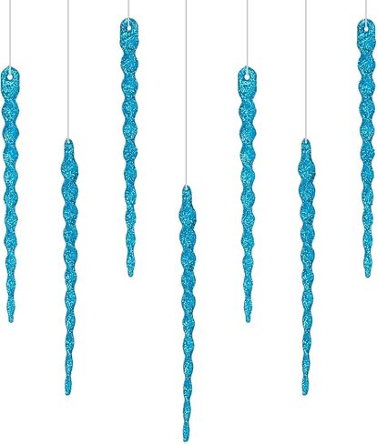 AMS Sparkling Glitter Plastic Icicle Ornaments 30 PCS Twisted Icicles Decoration Christmas Tree and Holiday Xmas Party Hanging (5.1'', Multi Color) in Kuwait