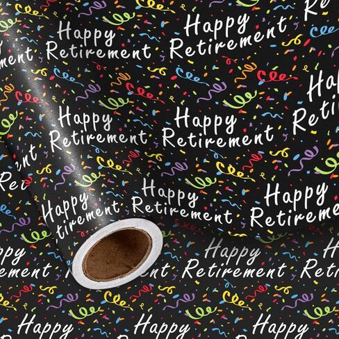 LeZakaa Retired Wrapping Paper Roll, Colorful Star Retirement Gift Wrap for Celebration, Farewell Party, Office Goodbye, Mini Roll 17 Inches X 16.4 Feet in Saudi Arabia