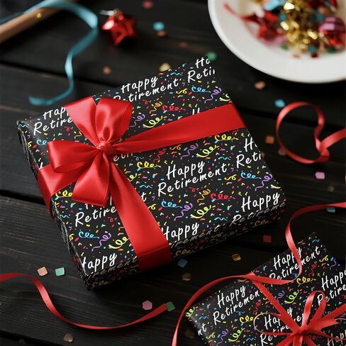 LeZakaa Retired Wrapping Paper Roll, Colorful Star Retirement Gift Wrap for Celebration, Farewell Party, Office Goodbye, Mini Roll 17 Inches X 16.4 Feet in Saudi Arabia