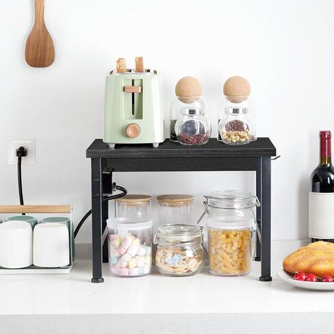 Printer Stand for Desk, Desktop Printer Stand with Outlet and USB Ports, Small Printer Table with Storage Hook, Under Desk Printer Cart, File Rack for Home Office BF01UPS01 in Kuwait