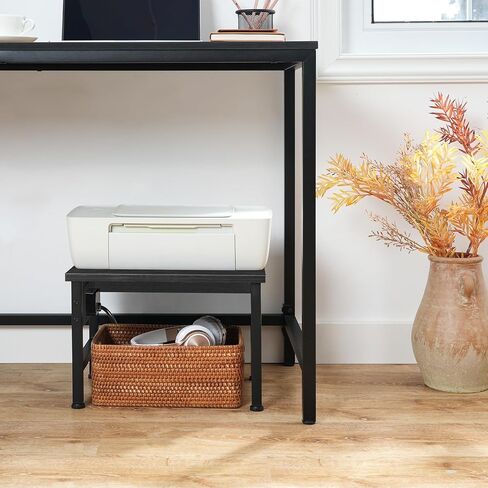 Printer Stand for Desk, Desktop Printer Stand with Outlet and USB Ports, Small Printer Table with Storage Hook, Under Desk Printer Cart, File Rack for Home Office BF01UPS01 in Kuwait