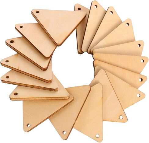 NUOBESTY 100pcs Perforated Triangular Wood Trim Wooden Cutouts en DIY Crafts DIY Crafts Accessories Pendant Ornaments Slice for Home Triangle Slices in Saudi Arabia