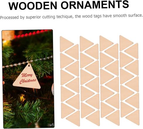 NUOBESTY 100pcs Perforated Triangular Wood Trim Wooden Cutouts en DIY Crafts DIY Crafts Accessories Pendant Ornaments Slice for Home Triangle Slices in Saudi Arabia