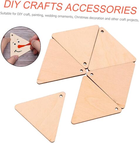 NUOBESTY 100pcs Perforated Triangular Wood Trim Wooden Cutouts en DIY Crafts DIY Crafts Accessories Pendant Ornaments Slice for Home Triangle Slices in Saudi Arabia