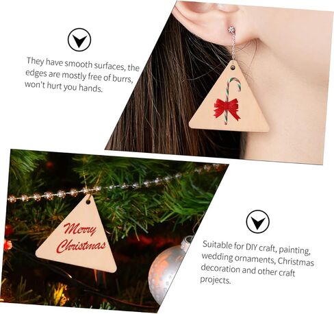 NUOBESTY 100pcs Perforated Triangular Wood Trim Wooden Cutouts en DIY Crafts DIY Crafts Accessories Pendant Ornaments Slice for Home Triangle Slices in Saudi Arabia