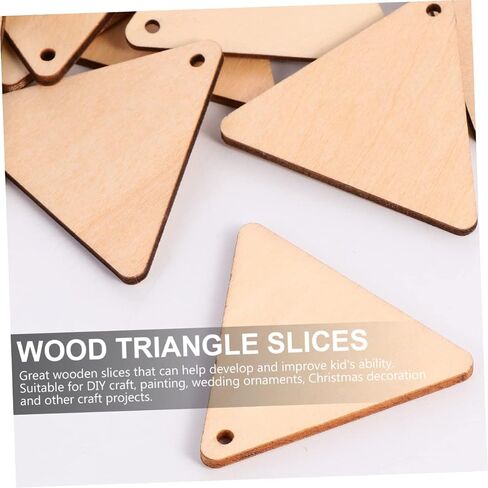 NUOBESTY 100pcs Perforated Triangular Wood Trim Wooden Cutouts en DIY Crafts DIY Crafts Accessories Pendant Ornaments Slice for Home Triangle Slices in Saudi Arabia