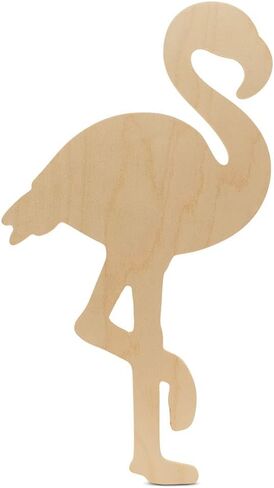 Unfinished Wooden Flamingo Cutout, 16", Pack of 1 Wooden Shapes for Crafts and Summer & Beach Decor and Crafting, by Woodpeckers in Saudi Arabia