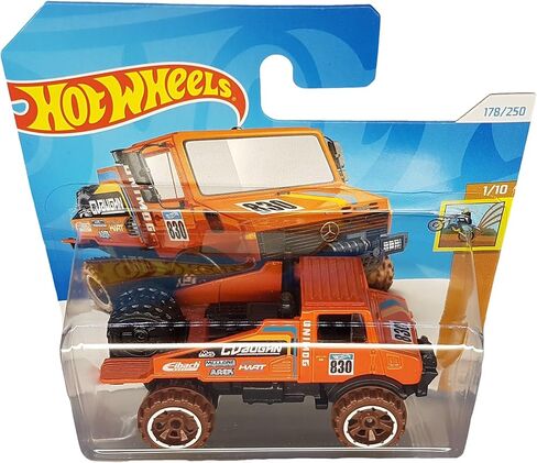 Hot Wheels - Mercedes -Benz Unimog 1300L - HW Dirt 1/10 - HTF05 - Stript Card - Eibach - Orange - Mattel 2024-1: 64 in Kuwait