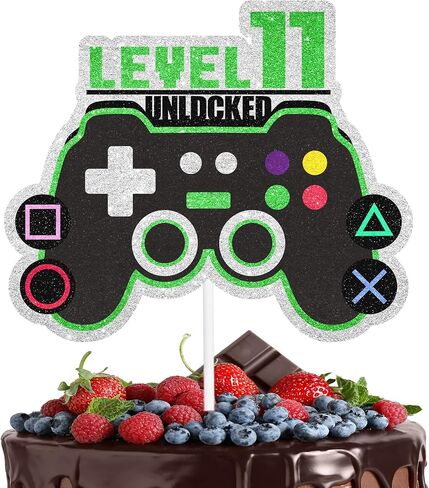 Game Controller Cake Topper Video Game Theme Level Up 7 Happy Birthday Unlocked Decoration, Boys and Girls Birthday Party, Game Night, or Anniversary Party Decoration, Birthday Gift for Kids.LIANGSS in Saudi Arabia
