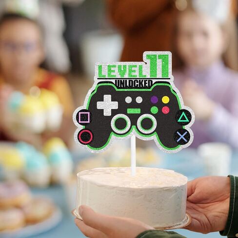 Game Controller Cake Topper Video Game Theme Level Up 7 Happy Birthday Unlocked Decoration, Boys and Girls Birthday Party, Game Night, or Anniversary Party Decoration, Birthday Gift for Kids.LIANGSS in Saudi Arabia