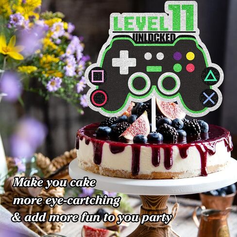 Game Controller Cake Topper Video Game Theme Level Up 7 Happy Birthday Unlocked Decoration, Boys and Girls Birthday Party, Game Night, or Anniversary Party Decoration, Birthday Gift for Kids.LIANGSS in Saudi Arabia