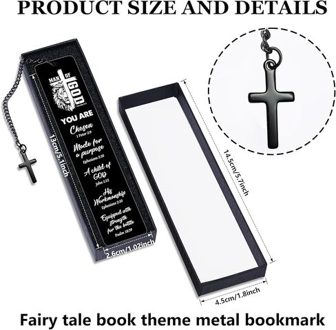 Christian Metal Bookmark Man of God, Black Inspirational Lion Bible Verse Book Mark with Cross Pendant, Religious Scripture Verse Bookmarks for Man Accessories Birthday Church Baptism Gift in Saudi Arabia