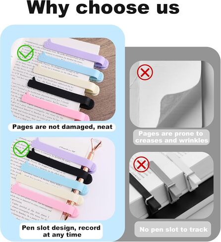 5pcs Automatic Silicone Bookmarks, 5 Colors Smart Book Marks Book Clip Page Clip Unique Book Markers with Pen Holder Reading Accessories for Women Men Kids, Perfect Books Lovers Gifts in Saudi Arabia