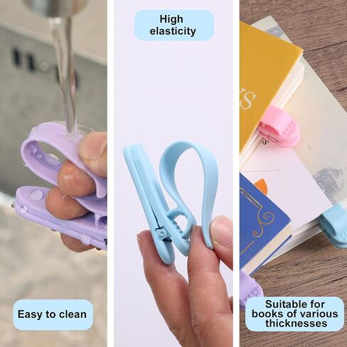 5pcs Automatic Silicone Bookmarks, 5 Colors Smart Book Marks Book Clip Page Clip Unique Book Markers with Pen Holder Reading Accessories for Women Men Kids, Perfect Books Lovers Gifts in Saudi Arabia