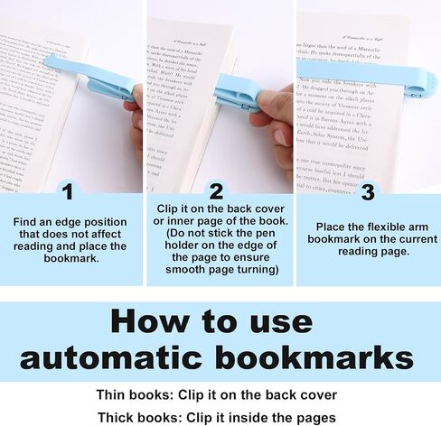 5pcs Automatic Silicone Bookmarks, 5 Colors Smart Book Marks Book Clip Page Clip Unique Book Markers with Pen Holder Reading Accessories for Women Men Kids, Perfect Books Lovers Gifts in Saudi Arabia