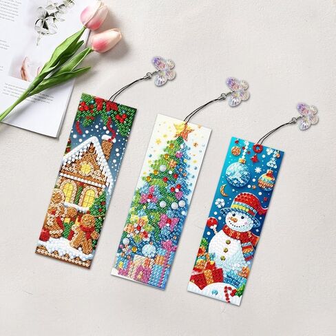 3pcs Diamond Art Workmarks DIY Christmas Trees Diamond Paints Purchmbks for البالغين لعشاق المبتدئين الحرف اليدوية DIY ، هدية عيد ميلاد عيد الميلاد الجديد. in Kuwait