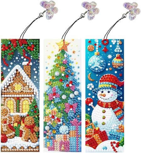 3pcs Diamond Art Workmarks DIY Christmas Trees Diamond Paints Purchmbks for البالغين لعشاق المبتدئين الحرف اليدوية DIY ، هدية عيد ميلاد عيد الميلاد الجديد. in Kuwait