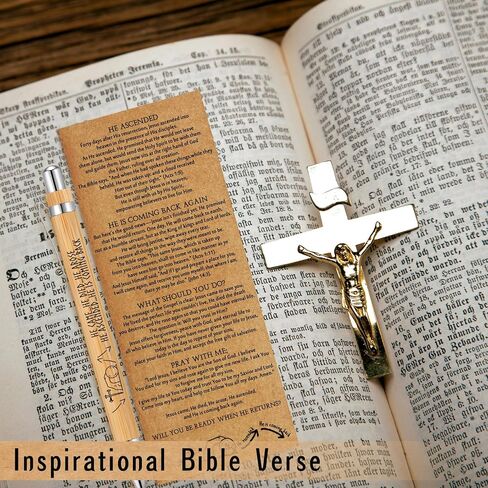 100 Sets Church Bible Verse Gifts Bulk Christian Bookmarks Religious Bamboo Pens with Black Ink Gifts for Grandparent Day Bible Set Church Activities Journal Writing in Saudi Arabia