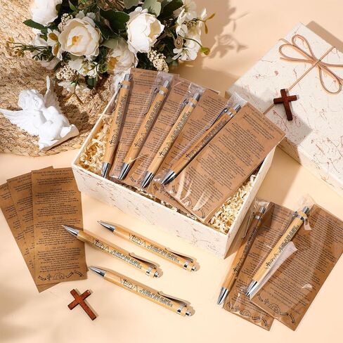 100 Sets Church Bible Verse Gifts Bulk Christian Bookmarks Religious Bamboo Pens with Black Ink Gifts for Grandparent Day Bible Set Church Activities Journal Writing in Saudi Arabia