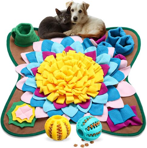 حصيرة Snuffle for Dogs Cats 18.8 × 18.8 بوصة شم تفاعلية حصيرة مع 2 حزمة كرات للجرى الصغيرة والمتوسطة ، يشجع مهارات البحث الطبيعية والتدريب وإصدار الإجهاد in Saudi Arabia