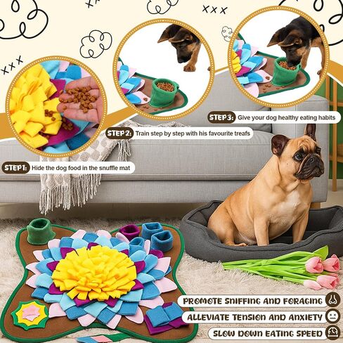 حصيرة Snuffle for Dogs Cats 18.8 × 18.8 بوصة شم تفاعلية حصيرة مع 2 حزمة كرات للجرى الصغيرة والمتوسطة ، يشجع مهارات البحث الطبيعية والتدريب وإصدار الإجهاد in Saudi Arabia
