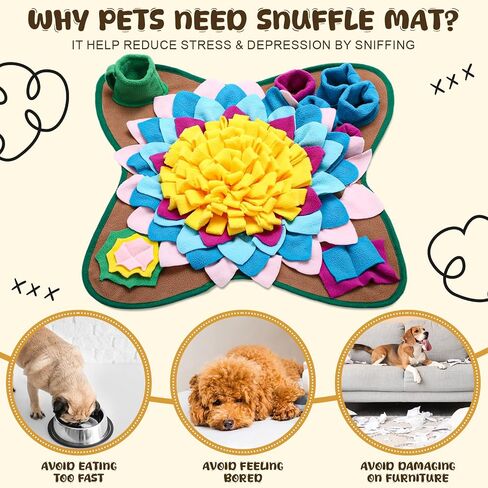 حصيرة Snuffle for Dogs Cats 18.8 × 18.8 بوصة شم تفاعلية حصيرة مع 2 حزمة كرات للجرى الصغيرة والمتوسطة ، يشجع مهارات البحث الطبيعية والتدريب وإصدار الإجهاد in Saudi Arabia