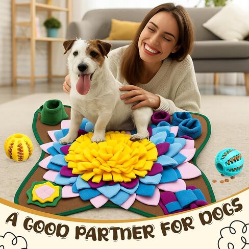 حصيرة Snuffle for Dogs Cats 18.8 × 18.8 بوصة شم تفاعلية حصيرة مع 2 حزمة كرات للجرى الصغيرة والمتوسطة ، يشجع مهارات البحث الطبيعية والتدريب وإصدار الإجهاد in Saudi Arabia