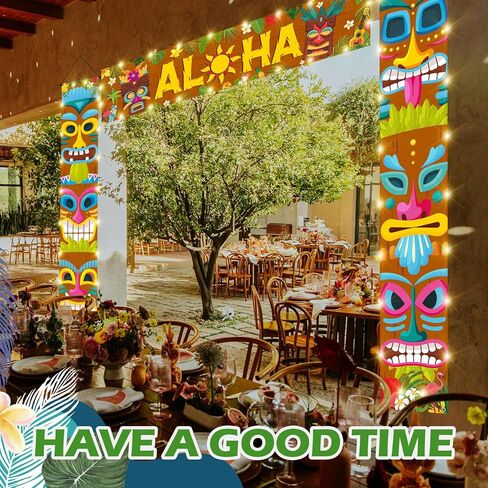 Skylety 3 Pcs LED Hawaiian Aloha Banner Party Decorations with 6 Light Strings, Aloha Banner Welcome Door Porch Signs for Tiki Bar Tropical Carnival Party Jungle Backdrop Wall Hanging Supplies in Saudi Arabia