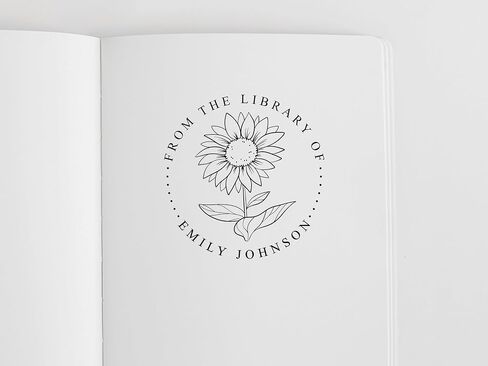 Sunflower Book Embosser Personalized, Book Stamp Flower, Book Embosser Stamp Cottagecore, Customized Book Stamp, Library Stamp Personalized, From The Library Of Custom Stamp, 1.5 x 1.5 inches in Saudi Arabia