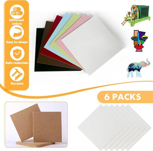 6 حزمة MDF لوحة خشبية ملونة للحرف 12 "x12" -3 مم متوسطة الكثافة الكثافة لوحة الخشب غير مكتم in Kuwait