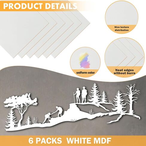 6 حزمة MDF لوحة خشبية ملونة للحرف 12 "x12" -3 مم متوسطة الكثافة الكثافة لوحة الخشب غير مكتم in Kuwait