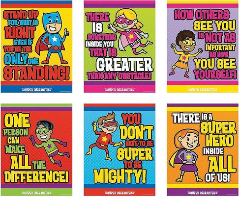 Fun Express Superhero Character Poster Set - 6 Pieces - Educational And Learning Activities For Kids in Saudi Arabia