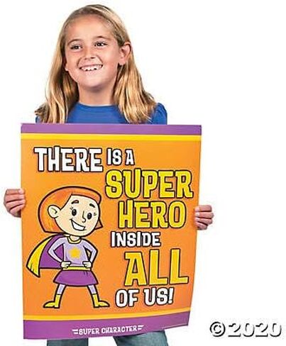 Fun Express Superhero Character Poster Set - 6 Pieces - Educational And Learning Activities For Kids in Saudi Arabia