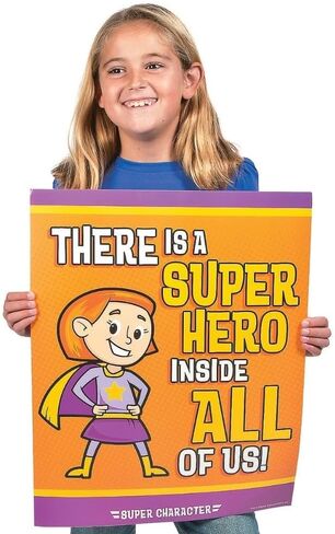 Fun Express Superhero Character Poster Set - 6 Pieces - Educational And Learning Activities For Kids in Saudi Arabia