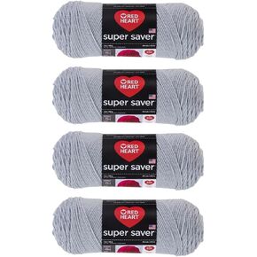 BULK BUY: Red Heart Super Saver (4 حزم) (رمادي فاتح ، 7 أوقية كل skein) in Kuwait